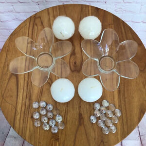 Pair of Clear Glass Flower Candleholder Kits